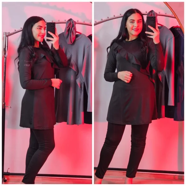 بوركيني أنيق ومريح بتصميم الكشكش