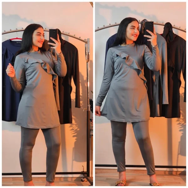 بوركيني أنيق ومريح بتصميم الكشكش